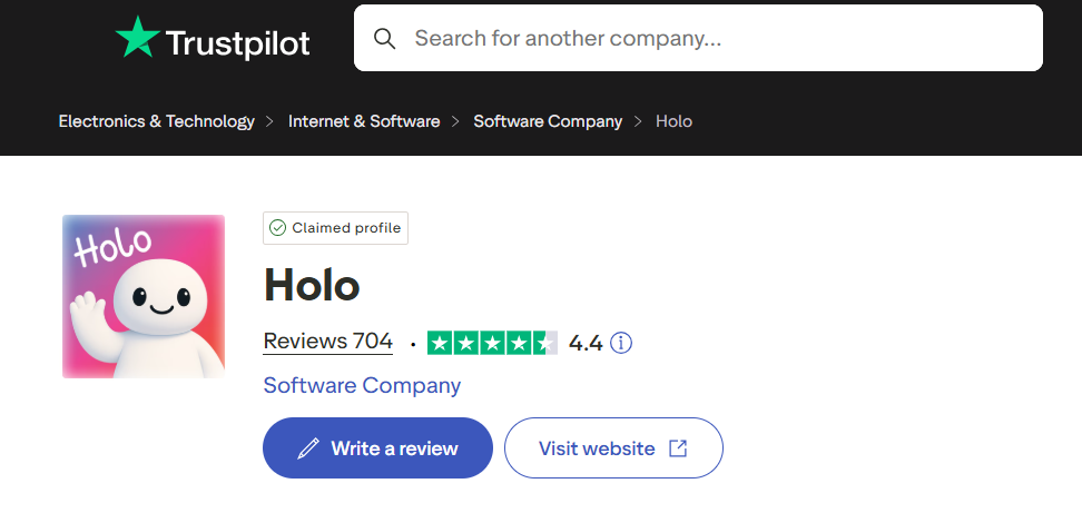 Holo AI Trustpilot reviews — 4.4 out of 5 from real users