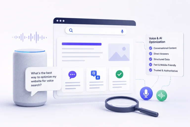 Voice and conversational search optimization guide 2026 showing how to rank for spoken queries on Google Assistant Siri Alexa and all major AI voice platforms