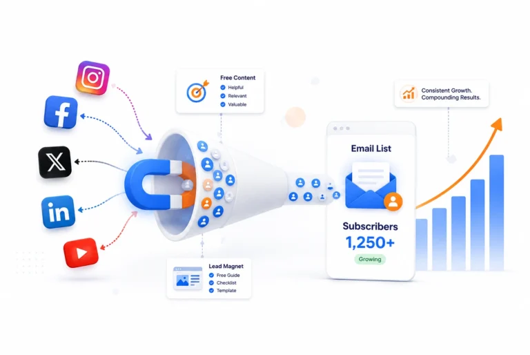 Hands planting a seed in soil representing the process of building an email list from scratch using free social media traffic in 2026